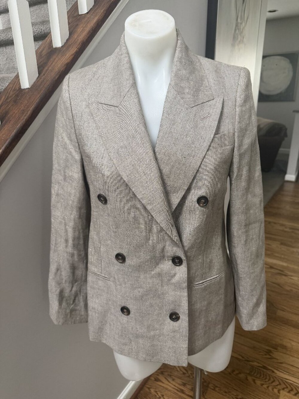 Brunello Cucinelli Mélange-effect blazer Size 40 Linen Blend